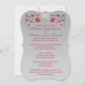 Invitation de mariage | Rouge, Argent, Floral, Coe (Dos)