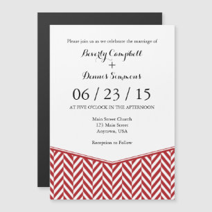 Invitation de mariage rouge blanc magnétique