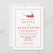 Invitation de mariage rouge Nantucket ACK (Devant)