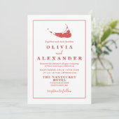 Invitation de mariage rouge Nantucket ACK (Debout devant)