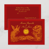 invitation de mariage rouge RSVP double bonheur ch (Devant / Derrière)
