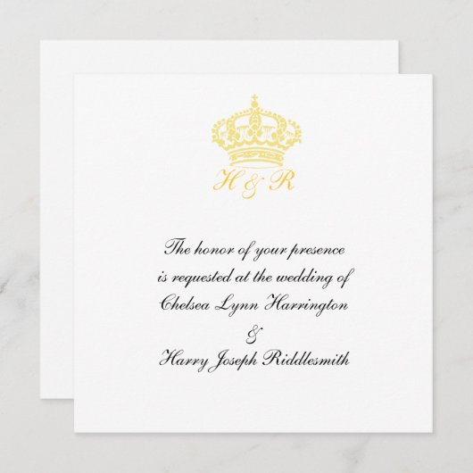Invitation de mariage royal (Devant / Derrière)
