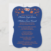 Invitation de mariage | Royal Blue Orange, Floral, (Dos)