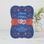 Invitation de mariage | Royal Blue Orange, Floral, (Debout devant)