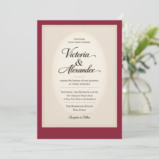 Invitation de mariage royale classique élégante | (Debout devant)