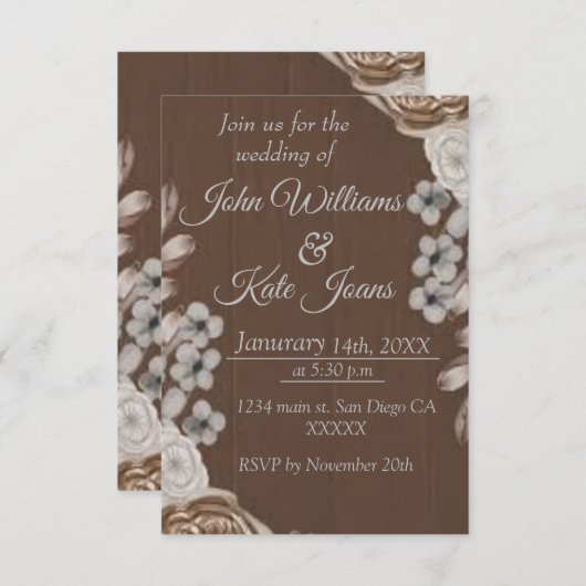 Invitation de mariage rustique (Devant / Derrière)