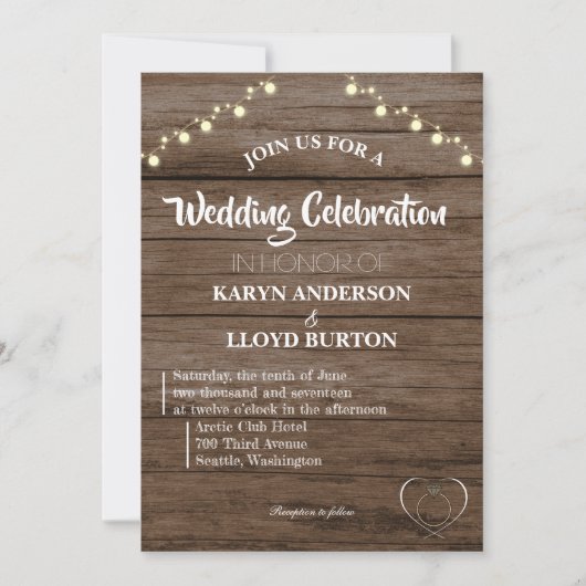 Invitation de mariage rustique (Devant)