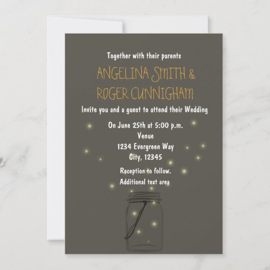 Invitation de mariage rustique avec pot Mason et l (Devant)
