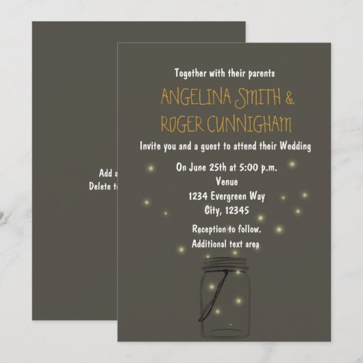 Invitation de mariage rustique avec pot Mason et l (Devant / Derrière)