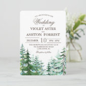Invitation de mariage rustique avec sapin (Debout devant)