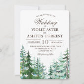 Invitation de mariage rustique avec sapin (Devant)