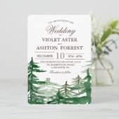 Invitation de mariage rustique avec sapin (Debout devant)