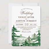 Invitation de mariage rustique avec sapin (Devant)