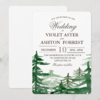 Invitation de mariage rustique avec sapin