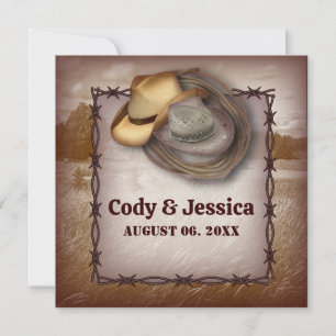 Invitation de mariage rustique de cow-boy occident