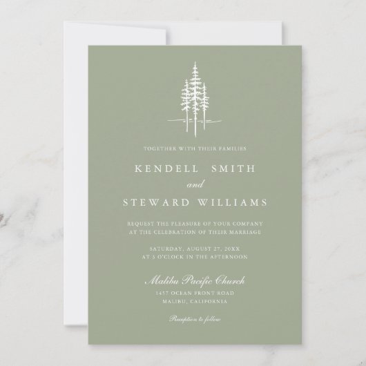 Invitation de mariage rustique de forêt d'arbre ve (Devant)