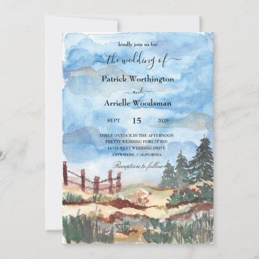 invitation de mariage rustique de l'ouest (Devant)
