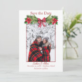 Invitation de mariage rustique de Noël, date à ret (Debout devant)