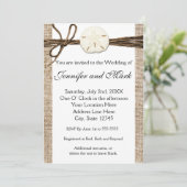 Invitation de mariage rustique de plage de dollar  (Debout devant)