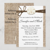 Invitation de mariage rustique de plage de dollar  (Devant / Derrière)