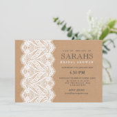 Invitation de mariage rustique en dentelle et kraf (Debout devant)