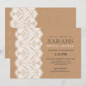 Invitation de mariage rustique en dentelle et kraf (Devant / Derrière)