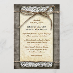 invitation de mariage rustique en détresse