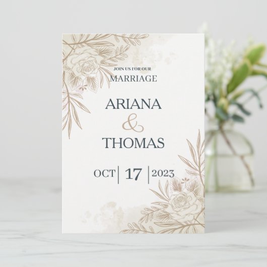 Invitation de mariage rustique floral bohème moder (Debout devant)