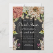 Invitation de mariage rustique florale en bois (Devant)