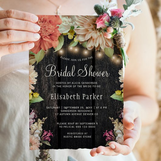 Invitation de mariage rustique florale en bois