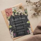 Invitation de mariage rustique florale en bois