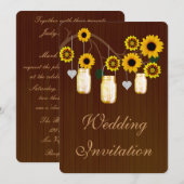 Invitation de mariage rustique jaune en pot mason (Devant / Derrière)