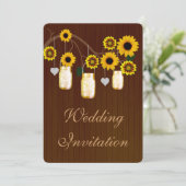 Invitation de mariage rustique jaune en pot mason (Debout devant)