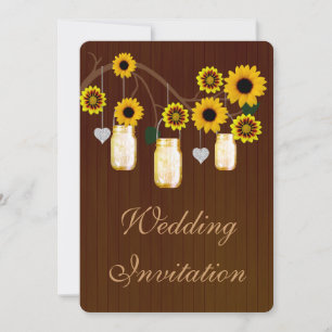 Invitation de mariage rustique jaune en pot mason
