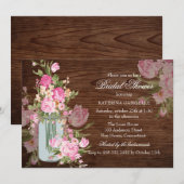 Invitation de mariage Rustique Mason Jar & Bois (Devant / Derrière)