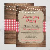 Invitation de mariage rustique rouge pour annivers (Devant / Derrière)