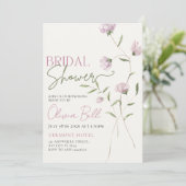Invitation de mariage rustique verte et rose (Debout devant)