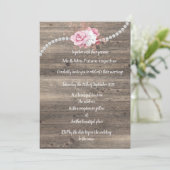 Invitation de mariage rustique vintage florale ros (Debout devant)