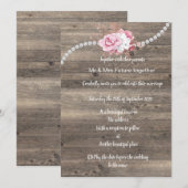 Invitation de mariage rustique vintage florale ros (Devant / Derrière)