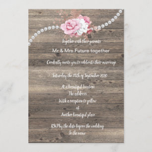 Invitation de mariage rustique vintage florale ros
