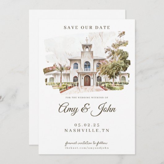 Invitation de mariage Save the Date (Devant / Derrière)