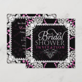 Invitation de mariage scintillante en diamant blan (Devant / Derrière)