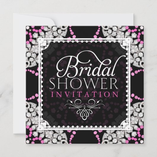 Invitation de mariage scintillante en diamant blan (Devant)
