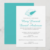 Invitation de mariage Seashell Beach (turquoise) (Devant / Derrière)