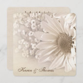 Invitation de mariage Sepia Daisy (Devant / Derrière)