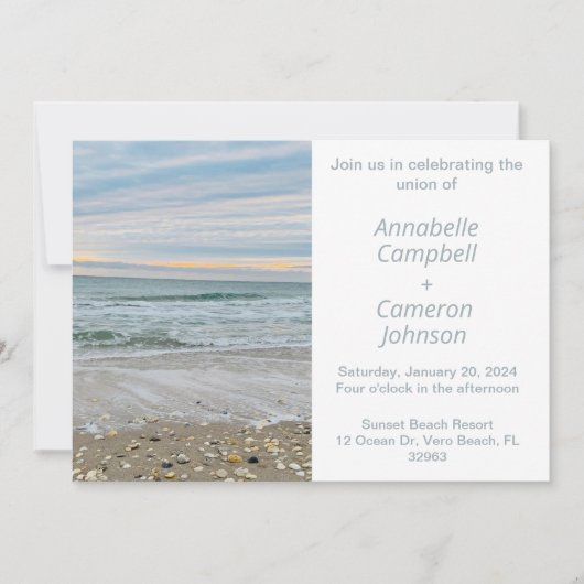 Invitation de mariage Shell Blue Beach (Devant)