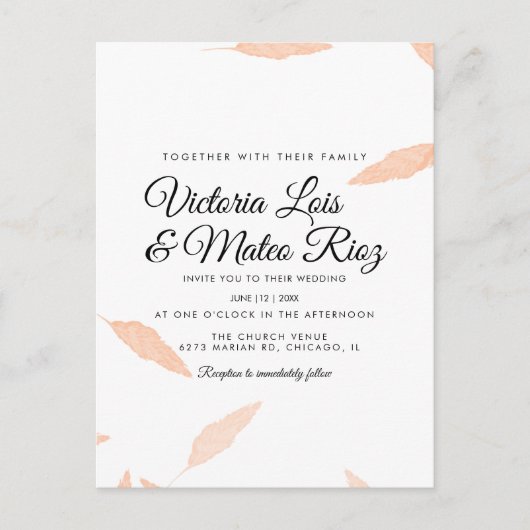 Invitation de mariage silhouette de feuille de Pam (Devant)