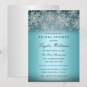 Invitation de mariage Silver Blue Jewel Snowflake