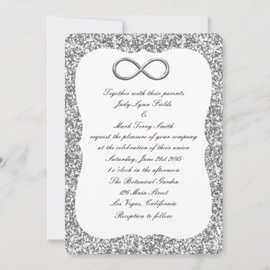 Invitation de mariage Silver Glitter Silver Infini (Devant)
