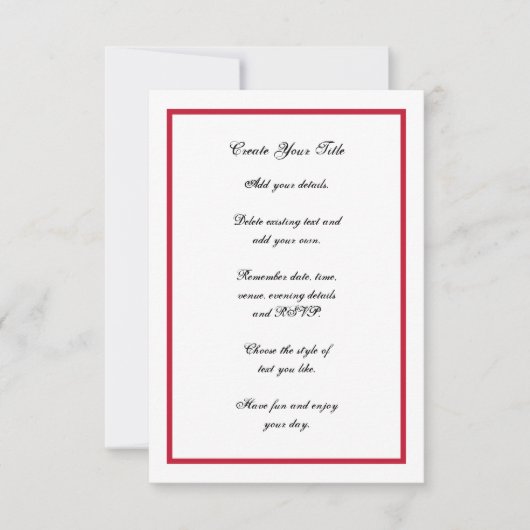 Invitation de mariage simple à la frontière rouge (Devant)